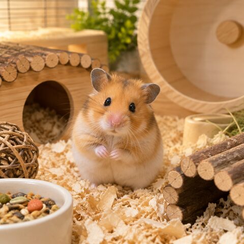 Exemplo de foto de produto: hamster em habitat